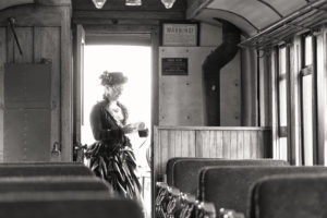 steam punk girl on a trian